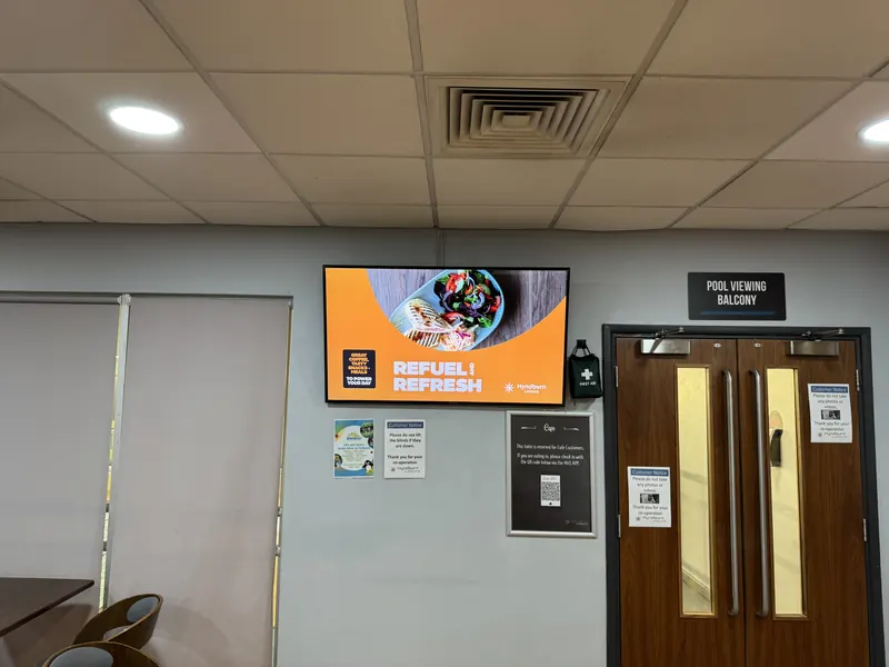 Screen in the café area of a Hyndburn Leisure centre