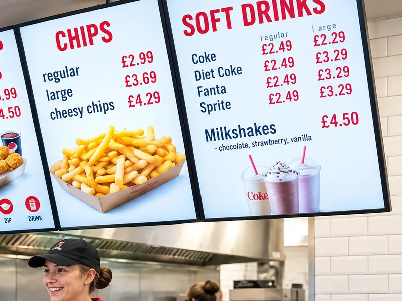 Menu boards above a takeaway counter