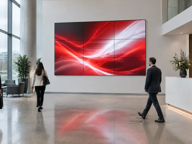 Video wall in a business-centre atrium